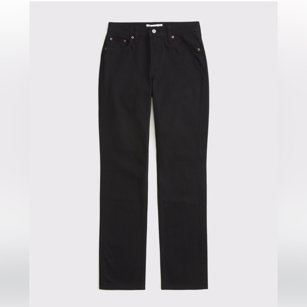 Abercrombie Black Midrise Straight-Leg Jeans